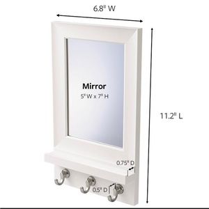 Key hooks with mirror and shelf
